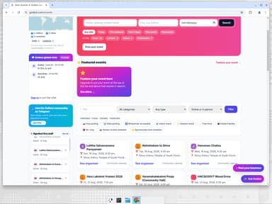 Now Event search sits at the top of the page instead of under the map.